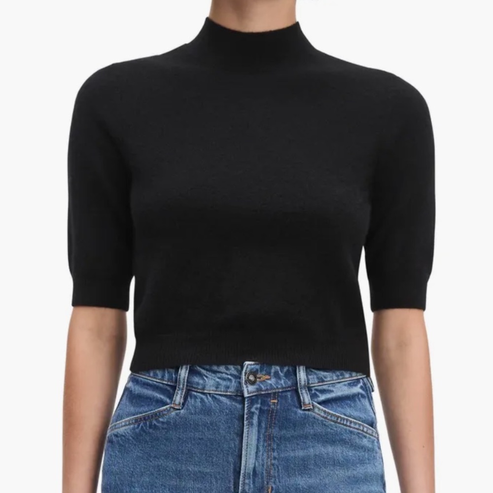 T Tahari Bonnie Mock Neck Cashmere Sweater Chalkboard Heather SP New‎ With Tags